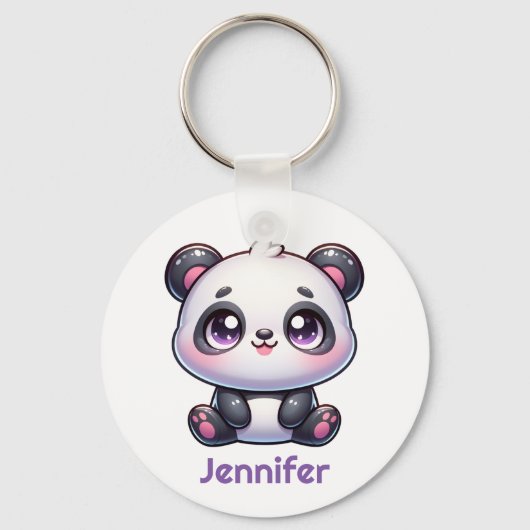 Adorable Kawaii Panda Personalisiertes Design Schlüsselanhänger (Rückseite)