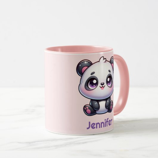 Adorable Kawaii Panda Personalisiertes Design Tasse (VorderseiteRechts)