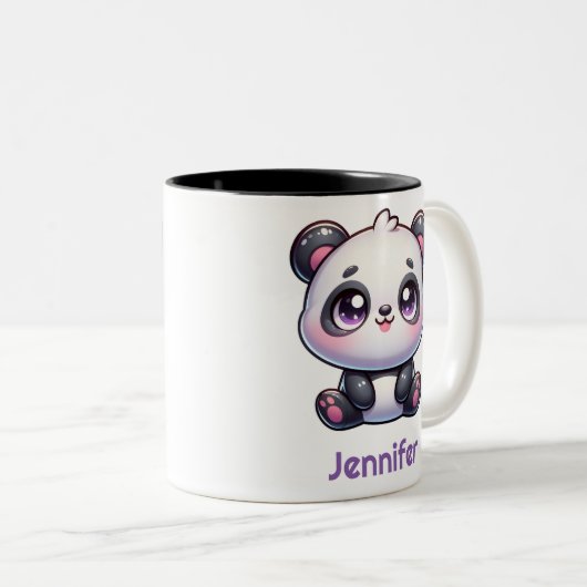 Adorable Kawaii Panda Personalisiertes Design Zweifarbige Tasse (VorderseiteRechts)