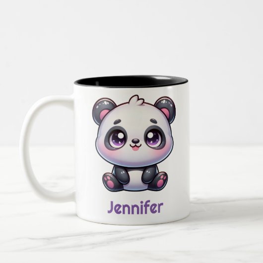 Adorable Kawaii Panda Personalisiertes Design Zweifarbige Tasse (Links)