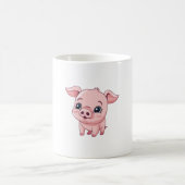 Adorable Kawaii Piglet Illustration Kaffeetasse (Mittel)