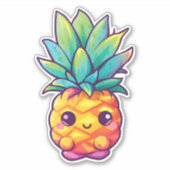 Adorable Kawaii Pineaple | Happy Fruit Aufkleber (Vorderseite)