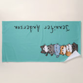 Adorable Kawaii Stack Of Kitty Cats Personalized Strandtuch (Vorderseite)