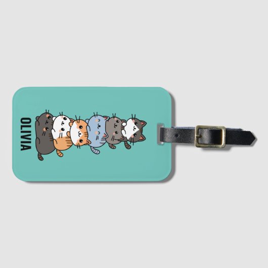 Adorable Kawaii Stack von Kätzchen Gepäckanhänger (Vorderseite (Horizontal))