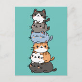 Adorable Kawaii Stack von Kätzchen Postkarte (Vorderseite)