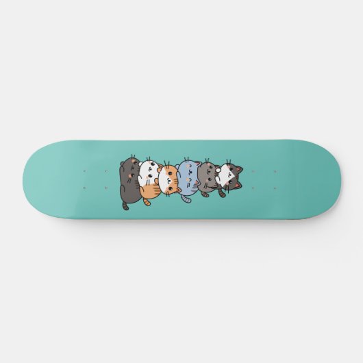 Adorable Kawaii Stack von Kätzchen Skateboard (Horizontal)