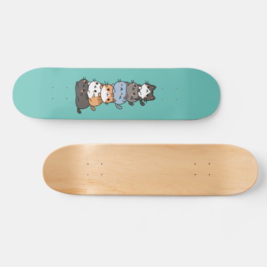 Adorable Kawaii Stack von Kätzchen Skateboard (Horizontal)