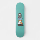 Adorable Kawaii Stack von Kätzchen Skateboard (Vorne)