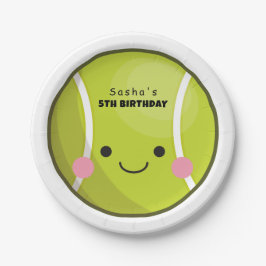 Adorable Kawaii Tennis Ball Individuelle Name Nied Pappteller