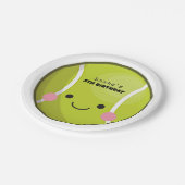Adorable Kawaii Tennis Ball Individuelle Name Nied Pappteller (Schrägansicht)