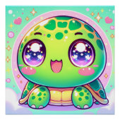 Adorable Kawaii Turtle Poster (Vorderseite)