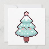 Adorable Kawaii Weihnachtsbaumfigur Feiertagskarte (Rückseite)