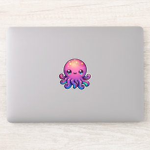 Adorable Kawaii Weltraumoktopus mit kosmischem Glü Aufkleber