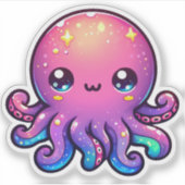 Adorable Kawaii Weltraumoktopus mit kosmischem Glü Aufkleber (Vorderseite)