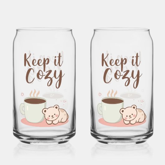Adorable "Keep it Cozy" Winter Graphic Dosenglas (Vorderseite)