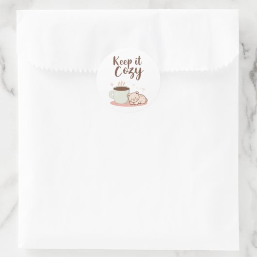 Adorable "Keep it Cozy" Winter Graphic Runder Aufkleber (Tasche)