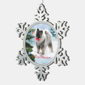 Adorable Keeshond Welpe Schneeflocken Zinn-Ornament (Rechts)