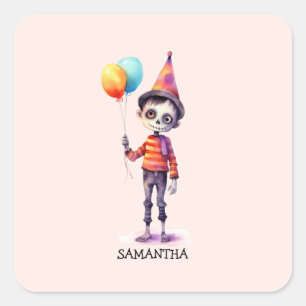 Adorable Kid Zombie - Niedliches Halloween (4) Quadratischer Aufkleber