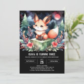 Adorable Kids Fox Geburtstag Einladung (Stehend Vorderseite)