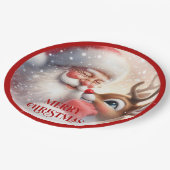 Adorable Kids Santa and Rudolph Holiday Plates Pappteller (Schrägansicht)