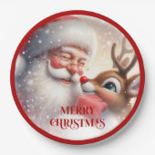 Adorable Kids Santa and Rudolph Holiday Plates Pappteller (Vorderseite)