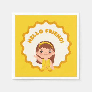 Adorable Kids's Party Napkin - Hallo Freund! Gelb Serviette