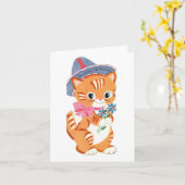 Adorable Kitten 1. Geburtstag Karte (Gelbe Blume)