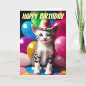 Adorable Kitten Birthday Ballon Bash Karte (Vorderseite)