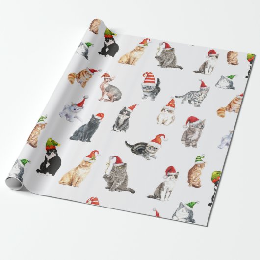 Adorable Kitten Catmas Christmas Holiday Pattern Geschenkpapier (Ungerollt)