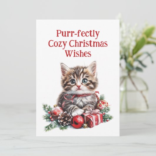 Adorable Kitten Feiertagskarte (Stehend Vorderseite)
