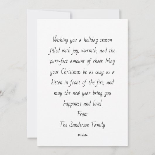 Adorable Kitten Feiertagskarte (Rückseite)