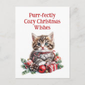 Adorable Kitten Feiertagspostkarte (Vorderseite)