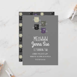Adorable Kitten Geburtstagsparty Gray Cat Einladun Einladung