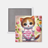 Adorable Kitten Holding Mütter Tagesherz Magnet (Vorderseite/Rückseite)