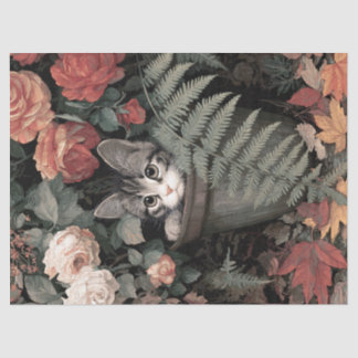 Adorable Kitten in Blume Pot Seidenpapier