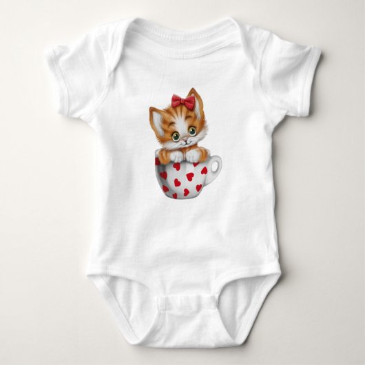 "Adorable Kitten in Cup Baby Bodysuit  Baby Strampler (Vorderseite)