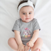 Adorable Kitten mit grün-gelb-rosa Macaroons Baby Strampler