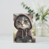 Adorable Kitten mit Hoodie Postkarte (Stehend Vorderseite)