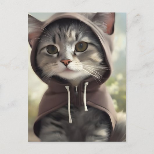 Adorable Kitten mit Hoodie Postkarte (Vorderseite)