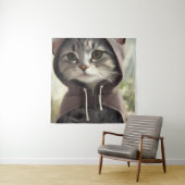 Adorable Kitten mit Hoodie Wandteppich (Beispiel)