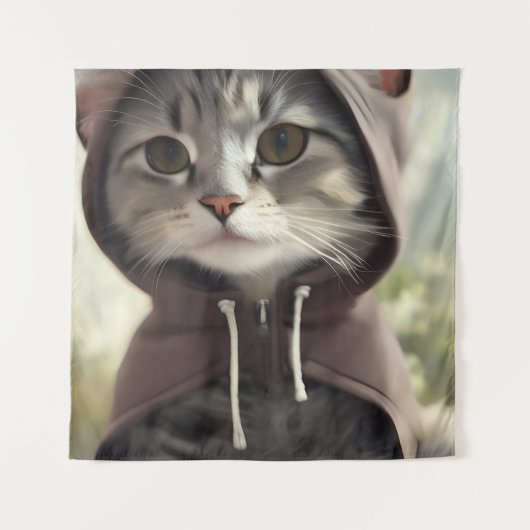 Adorable Kitten mit Hoodie Wandteppich (Vorderseite)