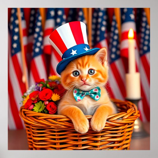 Adorable Kitten mit Patriotic Hat Poster (Vorne)