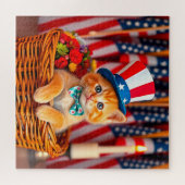 Adorable Kitten mit Patriotic Hat Puzzle (Horizontal)