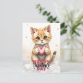 Adorable Kitten mit rosa Herzchen Valentinstag Postkarte (Stehend Vorderseite)