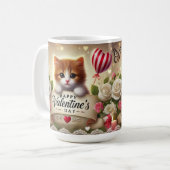 Adorable Kitten mit Rose, Kerzen und Herz Kaffeetasse (Vorderseite Links)