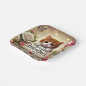 Adorable Kitten mit Rose, Kerzen und Herz Pappteller (Gewinkelt)