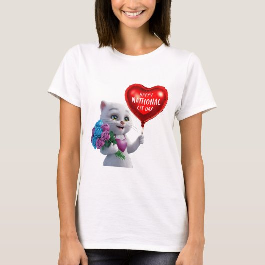 Adorable Kitten National Cat Day T - Shirt" T-Shirt (Vorderseite)
