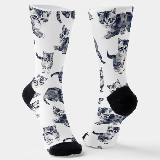 Adorable Kitten Pattern Socken - Geschenk für Cat (Gewinkelt)