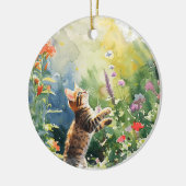 ADORABLE KITTEN SPIELEN MIT FRÜHBLUMEN KERAMIK ORNAMENT (Links)