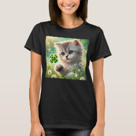 Adorable Kitten St. Patricks 4-Blatt Clover T-Shirt